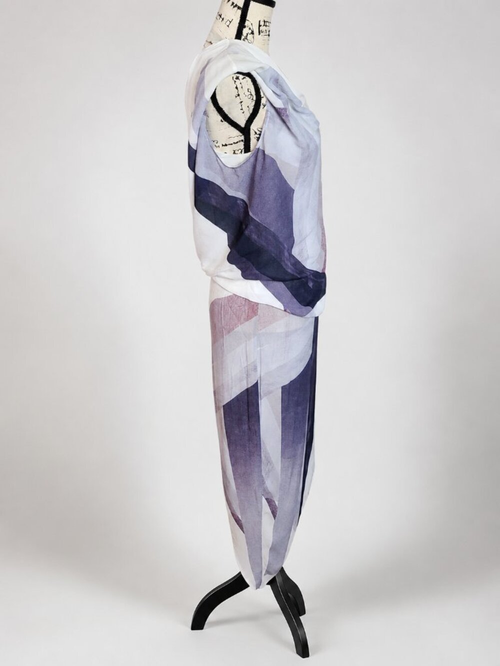 Helmut Lang Asymmetrical One-Shoulder Draped Dress w/ Leather Trim Size 4 - Picture 10 of 15